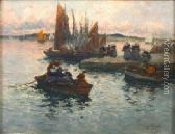 Barques Au Port Deconcarneau Oil Painting - Fernand Marie Eugene Legout-Gerard