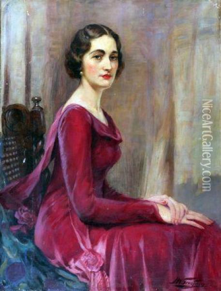 Portrait Of The Duchess Of Argyll Oil Painting - John William Schofield