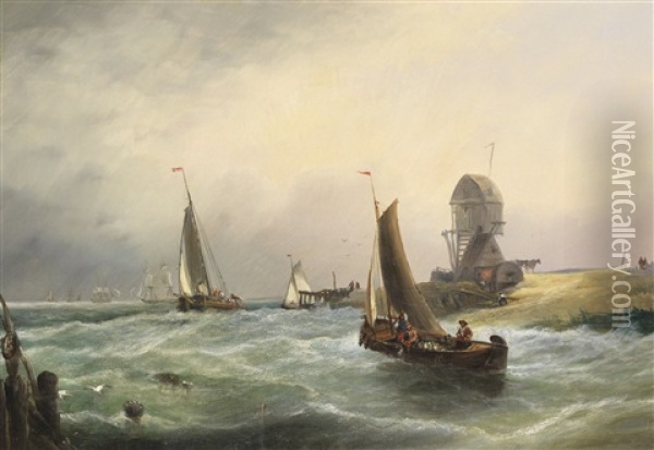 Sturmische See An Hollandischer Kuste Oil Painting - Johannes Christiaan Schotel