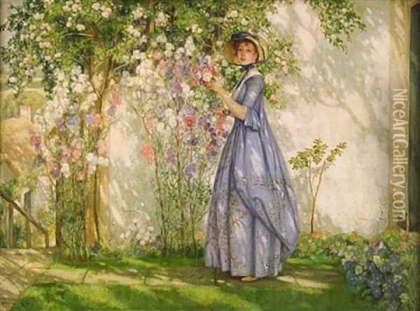 Waiting In The Garden Oil Painting - Stephen Reid