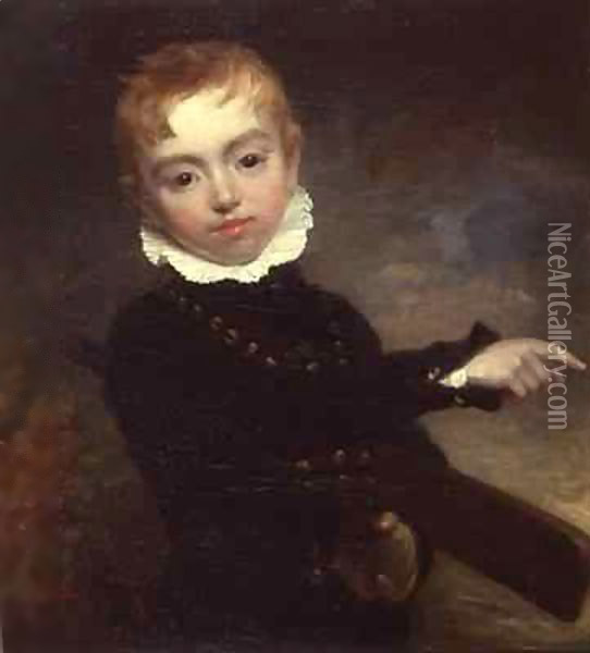 Boy with a Cricket Bat Oil Painting - Sir William Beechey