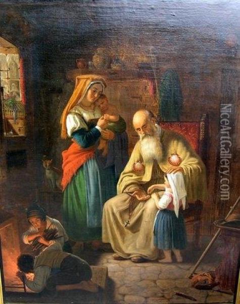 Romische Familie - Die Ruckkehrdes Pilgers Von Santiago De Compostella Oil Painting - Peter Johann Raadsig