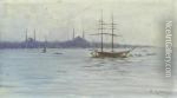 View Of Istanbul Oil Painting - Fausto Zonaro