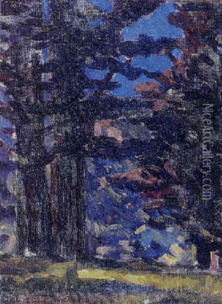 Through The Trees, Kentfield Oil Painting - Gottardo Piazzoni