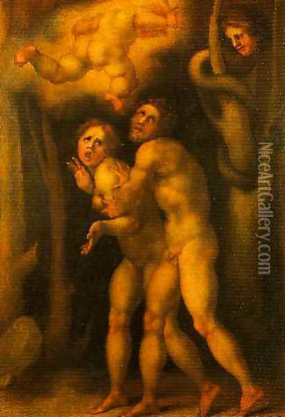 The Fall of Adom and Eve Oil Painting - (Jacopo Carucci) Pontormo
