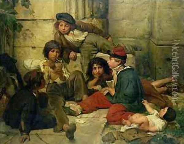 Children of the Streets of Paris Oil Painting - Friedrich Karl Hausmann