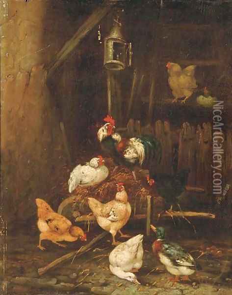 In the hen house Oil Painting - Claude Guilleminet