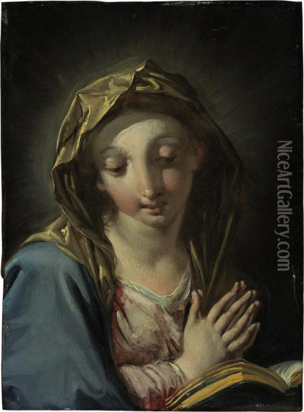 The Madonna At Prayer Oil Painting - Giovanni Battista Pittoni the younger