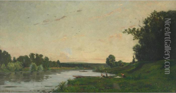 Borders Of The Oise Oil Painting - Hippolyte Camille Delpy