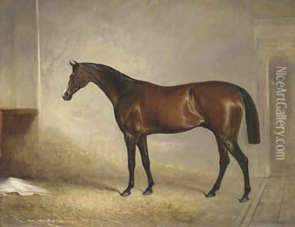 Attila, winner of the 1842 Derby, in a stall Oil Painting - John Snr Ferneley