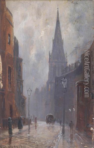 St Andrew's Church, Wells Street, London Oil Painting - George Hyde Pownall