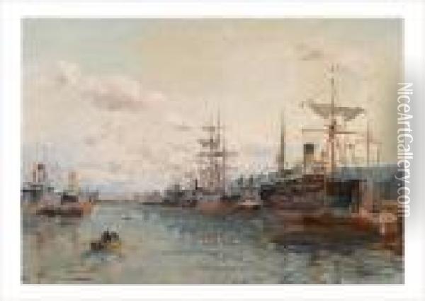 Le Port De Dunkerque Oil Painting - Edmond Marie Petitjean