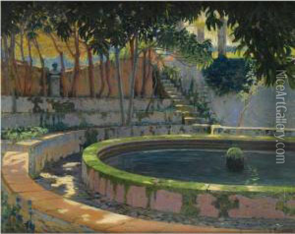 Jardin De Las Elegias, Son Moragues, Valldemosa Oil Painting - Santiago Rusinol i Prats