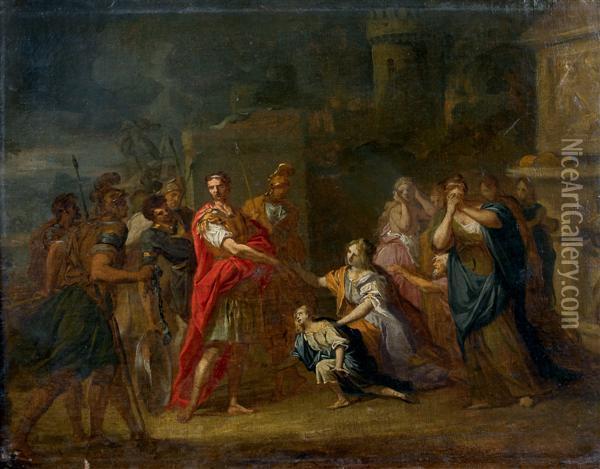 Lafamille De Darius Aux Pieds D'alexandre Le Grand Oil Painting - Antoine Dieu