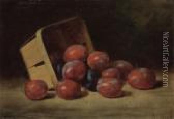 Plums In A Basket Oil Painting - Albert F. King