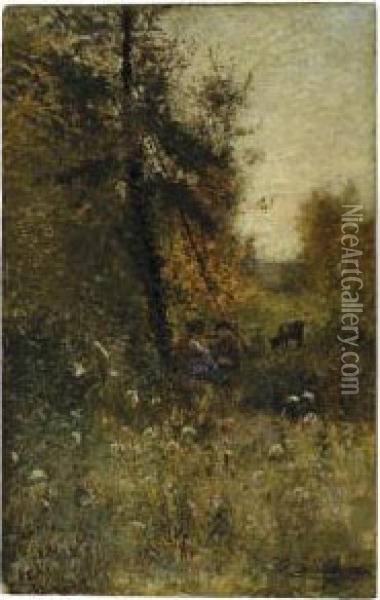 Pascolo D'autunno Oil Painting - Giovanni Piumati