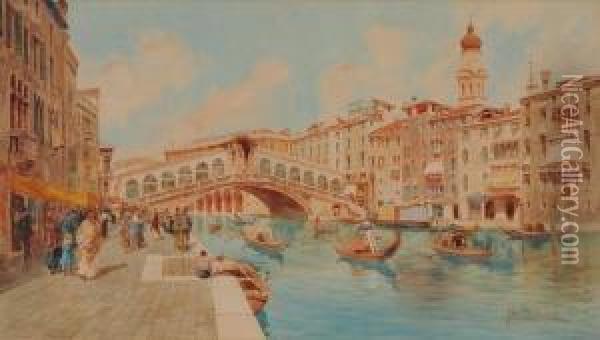 Il Ponte Di Rialto Oil Painting - Paolo Sala