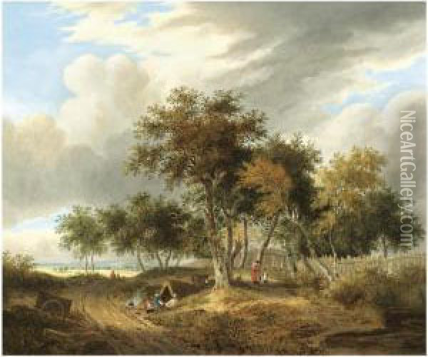 A Gypsy Encampment Oil Painting - Samuel David Colkett