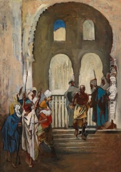 Sklavenhandel (study) Oil Painting - Ferencz Franz Eisenhut