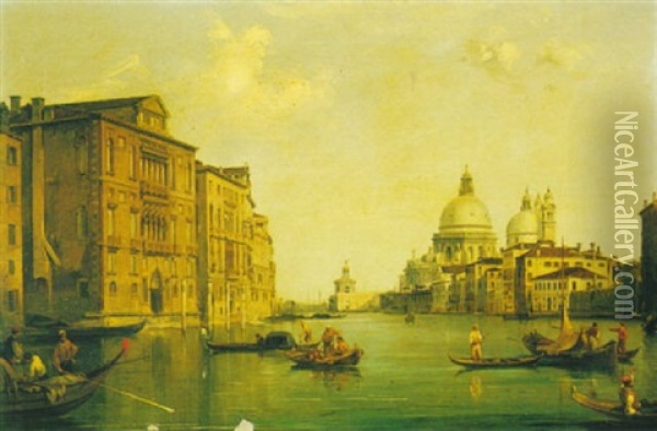 The Grand Canal With Santa Maria Della Salute, Venice Oil Painting - Edward Pritchett
