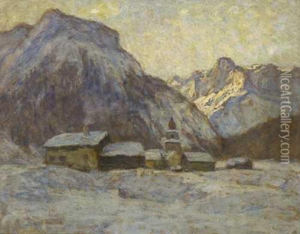 Gebirgsdorf Im Winter. Oil Painting - Paul Eduard Crodel