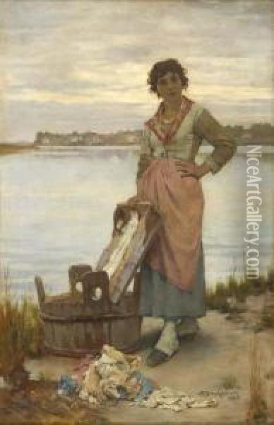 Washing-day Oil Painting - William A. Breakspeare