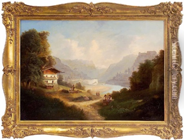 Blick Auf Salzburg Richtung Suden Oil Painting - Franz Barbarini