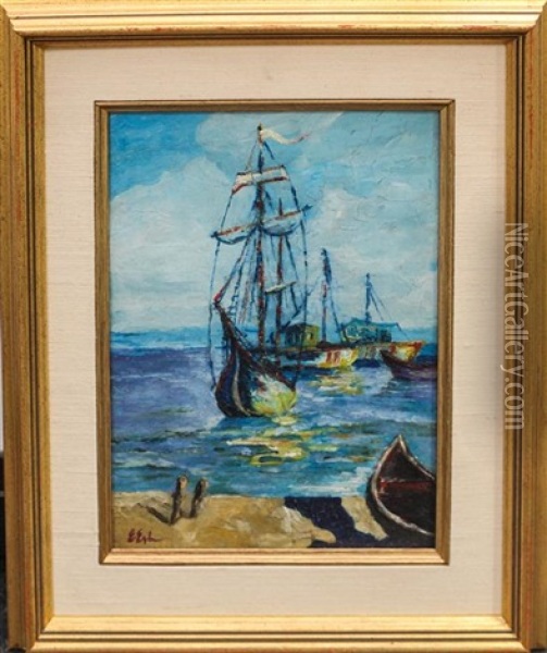 Boats Oil Painting - Erno Erb