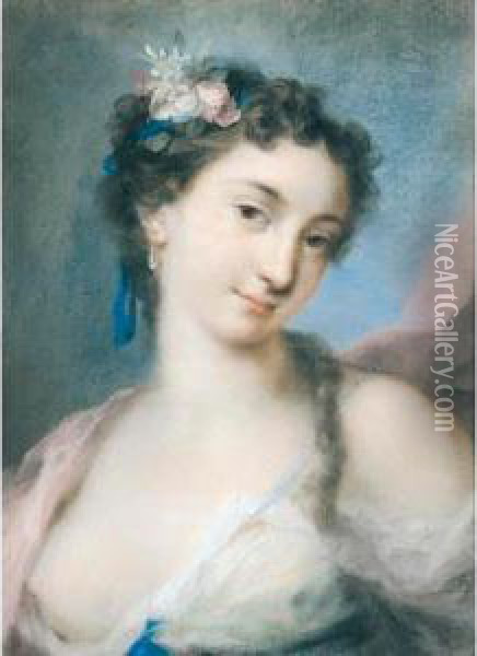 An Allegorical Female Figure, Possibly Spring Oil Painting - Rosalba Carriera