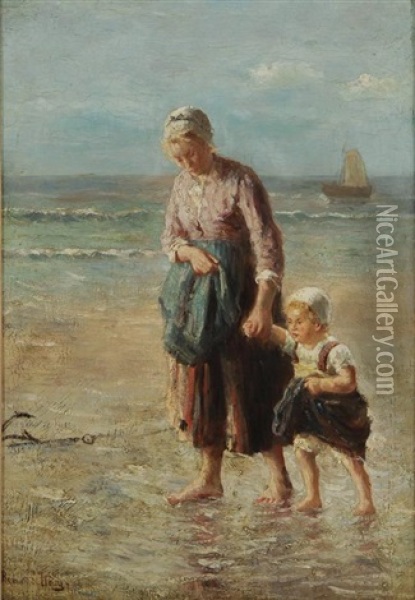 At The Shore Oil Painting - Bernard de Hoog