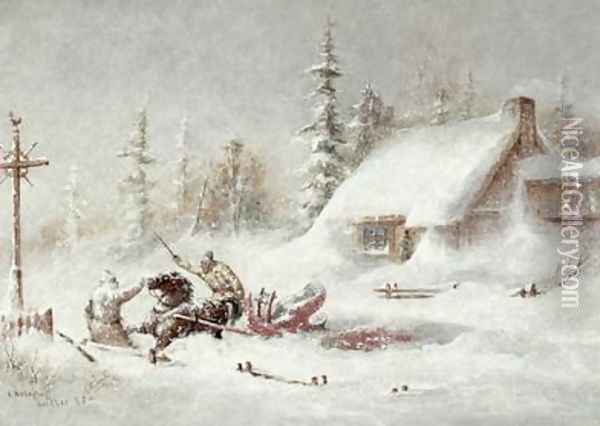 The Blizzard Oil Painting - Cornelius Krieghoff