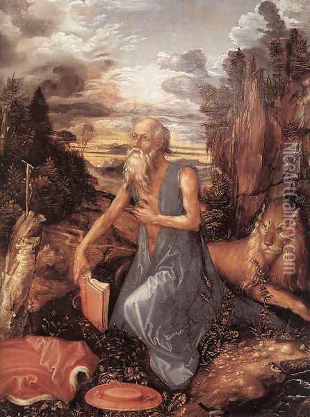 St Jerome In The Wilderness Oil Painting - Albrecht Durer