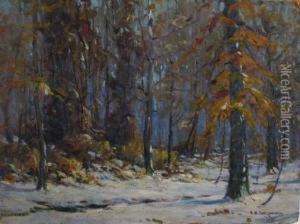 Late Autumn Interior Woods Oil Painting - Edward R. Sitzman