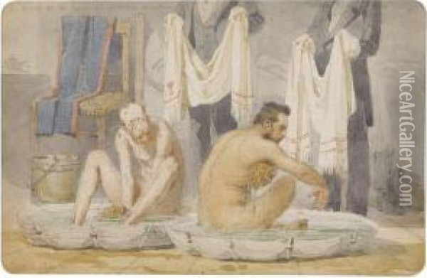 Benckendorff Bathing Oil Painting - Mihaly von Zichy