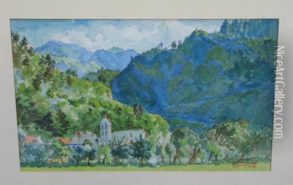 Village Dans Un Paysage Oil Painting - Louis Hayet