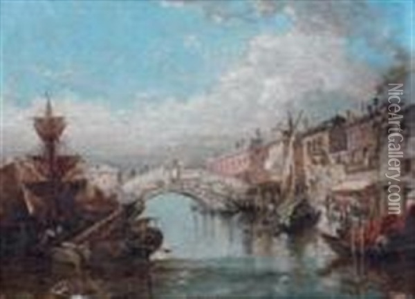 Vue Fantaisiste De Venise Oil Painting - Jules-Romain Joyant