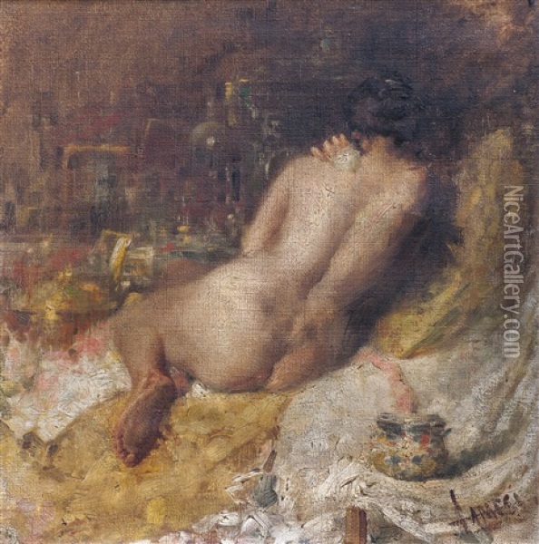 Desnudo Oil Painting - Temistocle Lamesi
