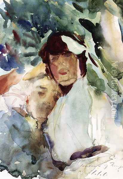 Ena Wertheimer With Antonio Mancini Oil Painting - John Singer Sargent