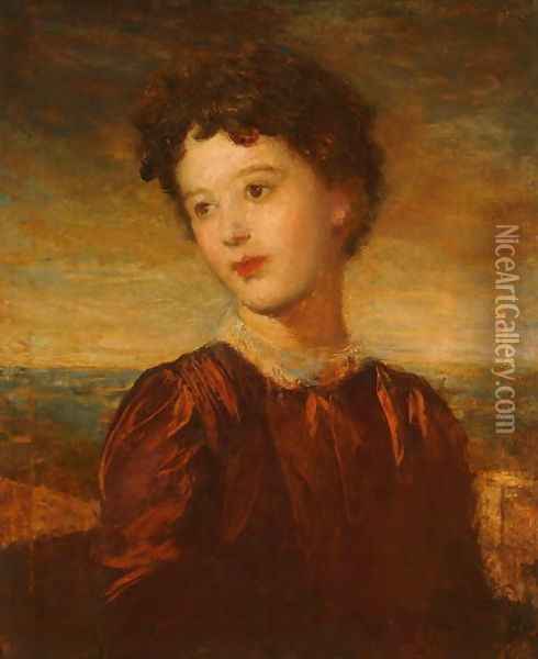 Laura Gurney, Lady Troubridge, c.1880 Oil Painting - George Frederick Watts