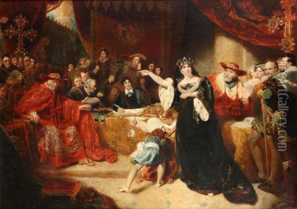 Het Proces Van Catharina Van Aragon Oil Painting - Louis Gallait