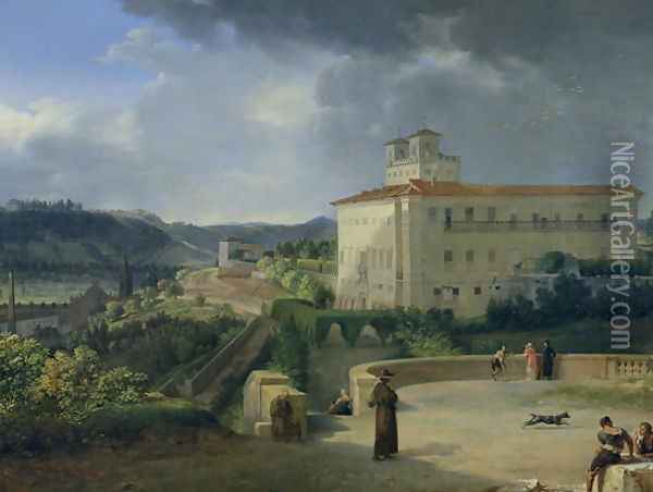 View of the Villa Medici, Rome, 1813 Oil Painting - Nicolas Antoine Taunay