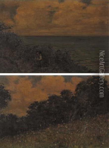 Paesaggio Sul Mare Oil Painting - Giulio Sommati Di Mombello