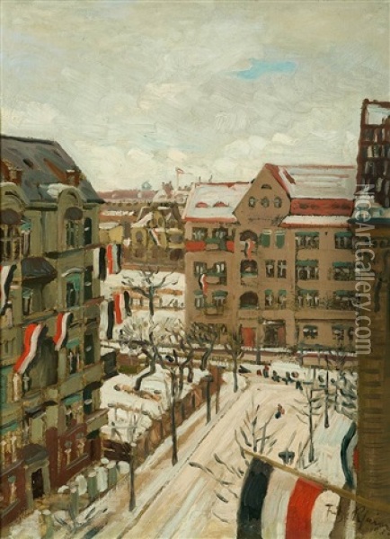 Winterliche Strasenszene Oil Painting - Fritz Rhein