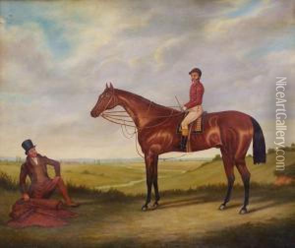 Jockey Auf Seinem Rennpferd In Weiter Landschaft Oil Painting - John Arnold Wheeler