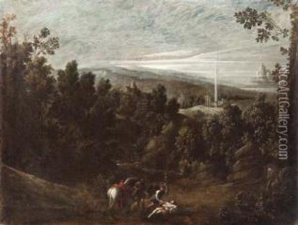 Paesaggio Con Il Buon Samaritano Oil Painting - Giovanni Andrea Donducci (see MASTELLETTA)