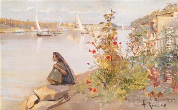 Beaute Orientale Au Bord Du Nil Oil Painting - Alberto Rossi