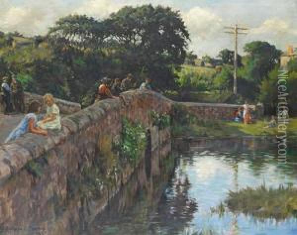 Evening On The Bridge Oil Painting - Stanhope Alexander Forbes