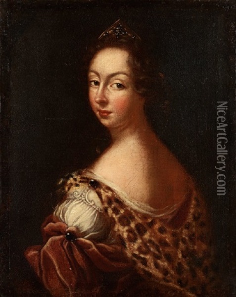 Self Portrait Oil Painting - Amalia Wilhelmina von Koenigsmarck