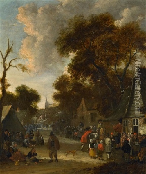 Bauernmarkt In Einem Hollandischen Dorf Oil Painting - Salomon Rombouts