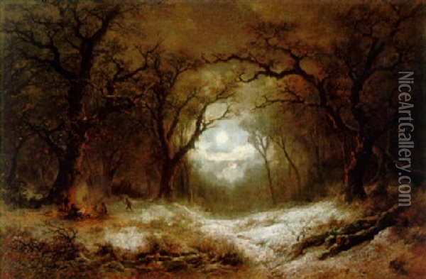 Eine Mondnacht Im Winterwald Oil Painting - Remigius Adrianus van Haanen